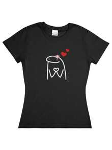 Playera para Dama Flork Enamorado San Valentin Dia del amor Novia Pareja novios Estampado moda letras algodon manga corta Corte Slim Fit reducido