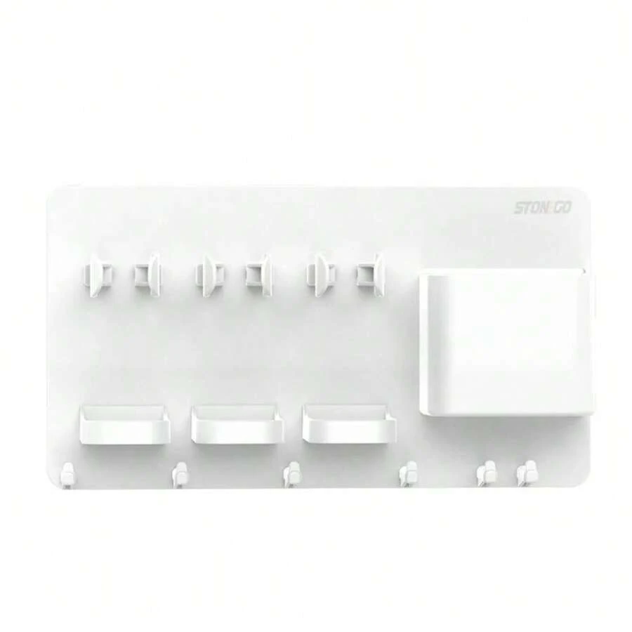 Adhesive Electric Toothbrush Holder Wall Mounted Razor Hanger Bathroom Organizer Box Bathroom Accessoriesbathroom Decor Summer Back To School - White - View 1