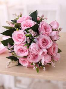 1 szt. Bukiet sztucznych róż dla panny młodej i druhny, elegancki rustykalny ślub, fotografia, dekoracje urodzinowe, dekoracje imprezowe, wieczór panieński, prezenty letnie, plaża, powrót do szkoły, artykuły szkolne, wystrój pokoju