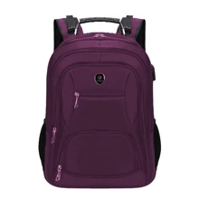 Mochila Unissex Resistente Água Impermeável Cabo de Aço Reforçado Com USB para Viagem Escolar Social Elegantes Ótima Promoção Envio Modelo Aleatório - Roxo - Visão 6