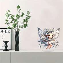 1 pièce Figurine en acrylique d'oiseau, de fée, de dinosaure - Décoration de table avec support, décoration acrylique 2D recto-verso, convient pour la maison et le bureau, statue polyvalente, cadeau de Noël parfait