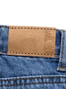 时尚年轻男孩可调节腰部破洞洗水牛仔短裤 - 深色水洗藍 - 查看 10