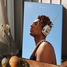 1pc Framed Canvas Poster, Jon Batiste's Stylish Portrait With Vintage Radio Headpiece Wall Art Canvas Paintings, Ideal Gift For Bedroom Living Room Corridor, Wall Art, Room Decoration - 彩色 - 查看 1