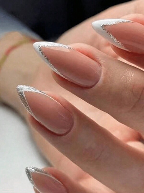 24 uñas postizas de estilo cuadrado largo con cubiertas de uñas al estilo de tu hermana