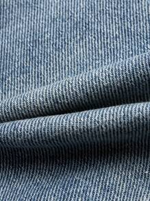 Young Boy Distressed Washed Light Blue Embroidered Adjustable Elastic Waist Spray Paint Cat Whiskers Denim Shorts - Light Wash - View 11