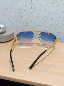 1 件装 男士 青蛙镜片 休闲时尚 复古飞行员镜框 多色 户外时尚眼镜