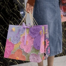 Bolsas de regalo grandes, 1 pieza de bolsa de regalo con cinta, bolsa de regalo de papel portátil con asas, bolsas de regalo de cumpleaños, bolsas de regalo para fiesta de boda, Día de San Valentín