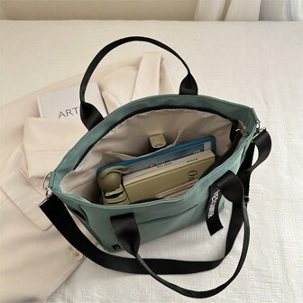 1pc Personalized Tote Bag, Shoulder Bag, Leisure Shopping Bag, Large Capacity Shoulder Bag, Suitable For Work, Travel, Multi-Function, Multi-Functional, Large Capacity, Lightweight, Practical, Anniversary, Christmas, Vacation, Suitable For Outdoor/Commuting/Traveling/Going To School/Going Out/Sports/Shopping/Daily Use