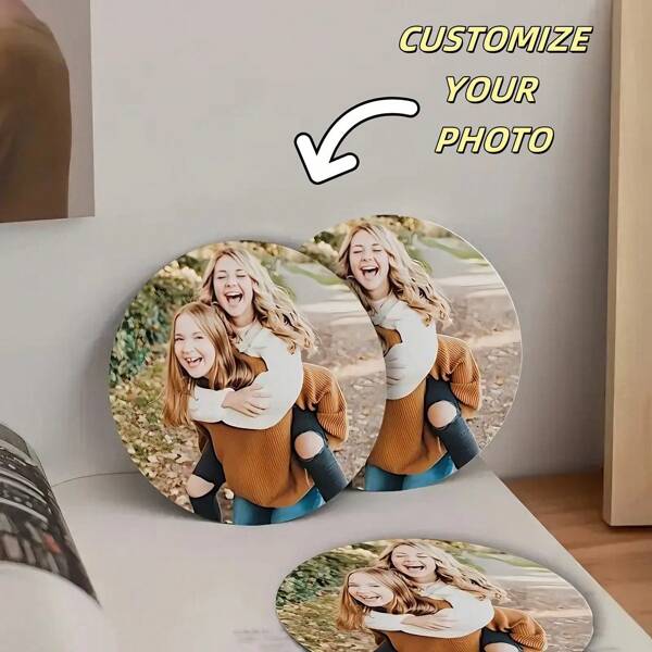 2pcs/1pc Customizable Acrylic Photo Coasters, Personalized Picture Coasters, 3.94x3.94 Inches, Waterproof And Scratch-Resistant, Unique Desktop Decor, Suitable For Housewarming, Birthday, Holiday Gifts Water Bottle