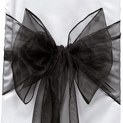 10pcs/Set Organza Chair Sash, Organza Bowknot Chair Back Decor For Dinner Table, Wedding Party Supplies, 18cm Wide X 275cm Long, DIY Bowknot Shaped, Glass Fiber Fabric For Festival, Party Decoration, Graduation, Background, Gift Wrapping