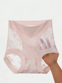 High Waist Lace Seamless Shapewear Slimming Tummy Control Panty, Butt Lifting - Pink - View 4