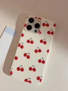 1pc GUCADI White Base With Red Cherry Phone Case Compatible With Apple Phones - Multicolor - View 3
