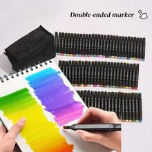 48pcs Alcoholic Marker Pens Set, Premium Quality, Dual-Tip Art Markers For Artists, Other Material, For Adult Coloring And Drawing, Applicable Age 14+