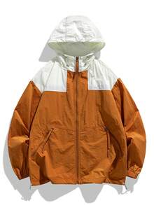 Lightweight Breathable Loose Fit Unisex Summer Sun Protection Jacket/Coat - Orange - View 2