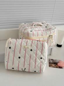 1 件/套 条纹星星图案系带装饰可爱化妆包化妆包拉链化妆包套装适合女孩旅行、度假和日常通勤使用 多功能存储化妆品、护肤品、口红、指甲油、护手霜、文具、硬币、餐巾纸、小物品 旅行必需品化妆包化妆品收纳袋化妆包 送给姐妹、爱人和朋友的礼物 情人节礼物 伴娘礼物 生日礼物 妈妈礼物 老师礼物 旅行包 女士 大学宿舍 浴室 - 粉色 - 查看 10