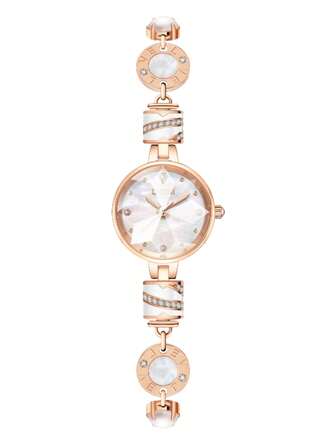 DOM 1pc Women's Rose Gold Fashion Diamond-Encrusted Bracelet Watch, Petite Dial, Delicate Luxury Style, Quartz Movement, Suitable For Party Accessories