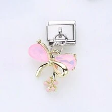 1PC Stainless Steel Italian Module Bracelet Components, With Colorful Stars, Butterflies, Bows, Flowers, And The Sun Pendant , DIY Making Jewelry For Bracelet Necklaces, Can Be Freely Matched With Different Styles - Italian Module - View 12