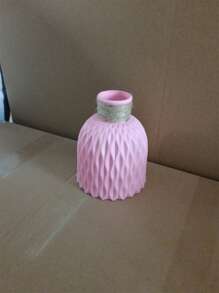 Water Ripple Plastic Flower Vase For Flower Arrangement Diy, Ceramic-like Home Decorative Display Pot - Pink - View 4