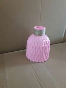 Water Ripple Plastic Flower Vase For Flower Arrangement Diy, Ceramic-like Home Decorative Display Pot - Pink - View 2