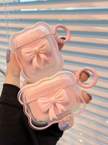 Cute AirPods Pro 2/1 Generation Clear Case, Girly 3D Bowknot Design Soft TPU Shockproof Kawaii Apple IPod Pro 2/1 Generation Protective Case, Keychain Girl 2023/2022/2019 - Pink - Multicolor - View 13
