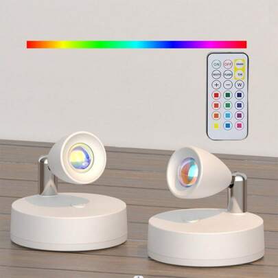 1pc Wireless Spotlight, Battery Powered LED Spotlight, Magnetic 13 Color Temperature, Plant Grow Light, Spotlight With Remote Control, For Displaying Art Darts Target Pictures