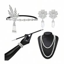 1920s European And American Retro Headband, Earrings, Bracelet, Necklace, Gloves Combination Set For Women, Party, Ball, Cocktail, Holiday Party Dress Accessories