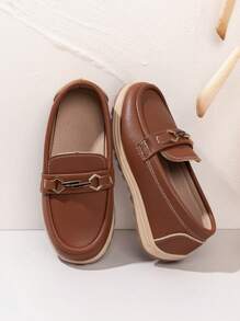 儿童男女款柔软防滑休闲复古乐福鞋 - 棕色 - 查看 5