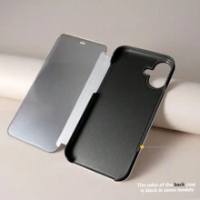 Flip Leather Mirror Case Compatible With Apple Iphone 11/12/13/14/15promax, Xiaomi, Redmi Note 13/12, Samsung Galaxy S22/S23/S24u/A14/A24/A34/A35/A54/A55 Etc. - Silver - View 9