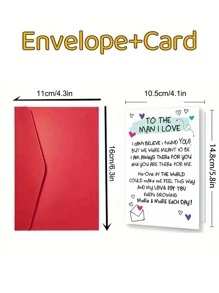 1pc Valentine's Day Love Greeting Card For Him, Romantic Paper Card With Envelope, Expressive Love Note For Valentine's Occasion, Sweet Sentimental Message For Beloved Man - Multicolor - View 4