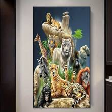 1 套 DIY 5D 钻石画艺术套件，适合成人，圆形钻石画艺术工艺品套装，无框架，适合家居墙壁装饰 - 情人节、复活节、圣帕特里克节礼物 - 彩色 - 查看 2