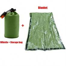 Kit de tienda de supervivencia Bivy para 2 personas, refugio de emergencia, tienda de campaña de tubo Mylar, saco de dormir impermeable para exteriores, manta térmica SOS reutilizable P536 - Conjunto de saco de dormir verde - Ver 2