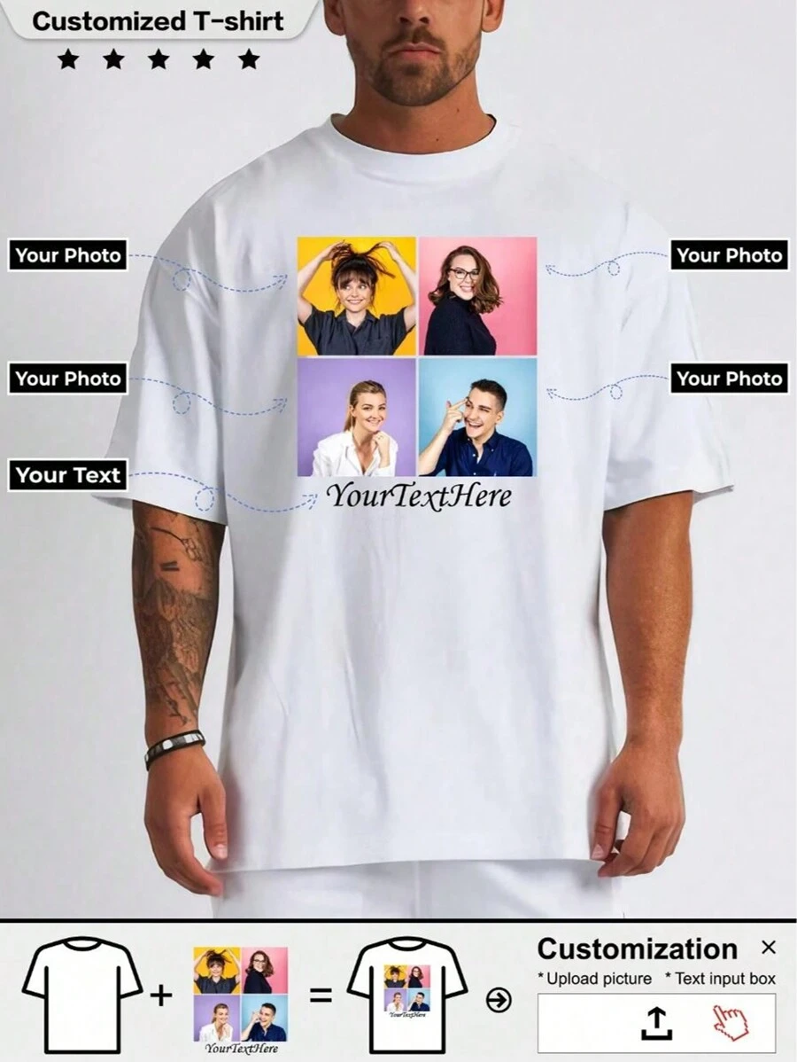 Design Your Custom Printed T-Shirt For Christmas Special Gifts, Baby/Couple/Family/Pet Photos, Sports Shirts, Custom Gifts, Personalized Men's T-Shirts - Add Your Own Text/Photos (Family Portraits/Members, Party/Group Photos, Selfies) - Multicolor - View 1