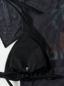 3Pcs Set New Fashionable Swimwear With Mesh Cover Up Summer - Multicolor - View 6