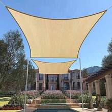 1 Set Sunshade Cloth With Ropes And Carabiners, Thick UV Protection Shade Net, Suitable For Plant/Floral Protection, Patio/Garden Shade Canopy, Sunshade Tarp, Yellow Heat Insulation Shade Cover - Beige - View 5