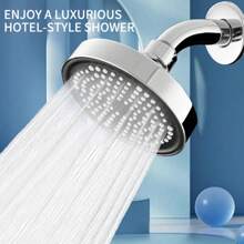 高压淋浴喷头，强力豪华浴室淋浴喷头，配有强力喷雾和小型硅胶喷嘴，通用型适用于高低水流淋浴，浴室配件家居浴室装饰秋季装饰 - 銀色 - 查看 1