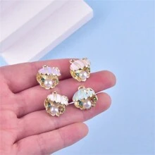 5pcs Marine Style 3D Pearl Encrusted Shell Zinc Alloy Pendant, DIY Earrings Necklace Charms Accessories