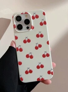 1pc GUCADI White Base With Red Cherry Phone Case Compatible With Apple Phones - Multicolor - View 4