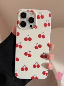 1pc GUCADI White Base With Red Cherry Phone Case Compatible With Apple Phones - Multicolor - View 2