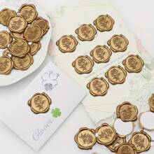 10/30pcs Eucalyptus Leafs Wax Seal Stickers Self-Adhesive Wedding Invitation Envelope Seal Golden Stickers For Decorating Wedding Invitations, Christmas, Gifts - Gold - View 8