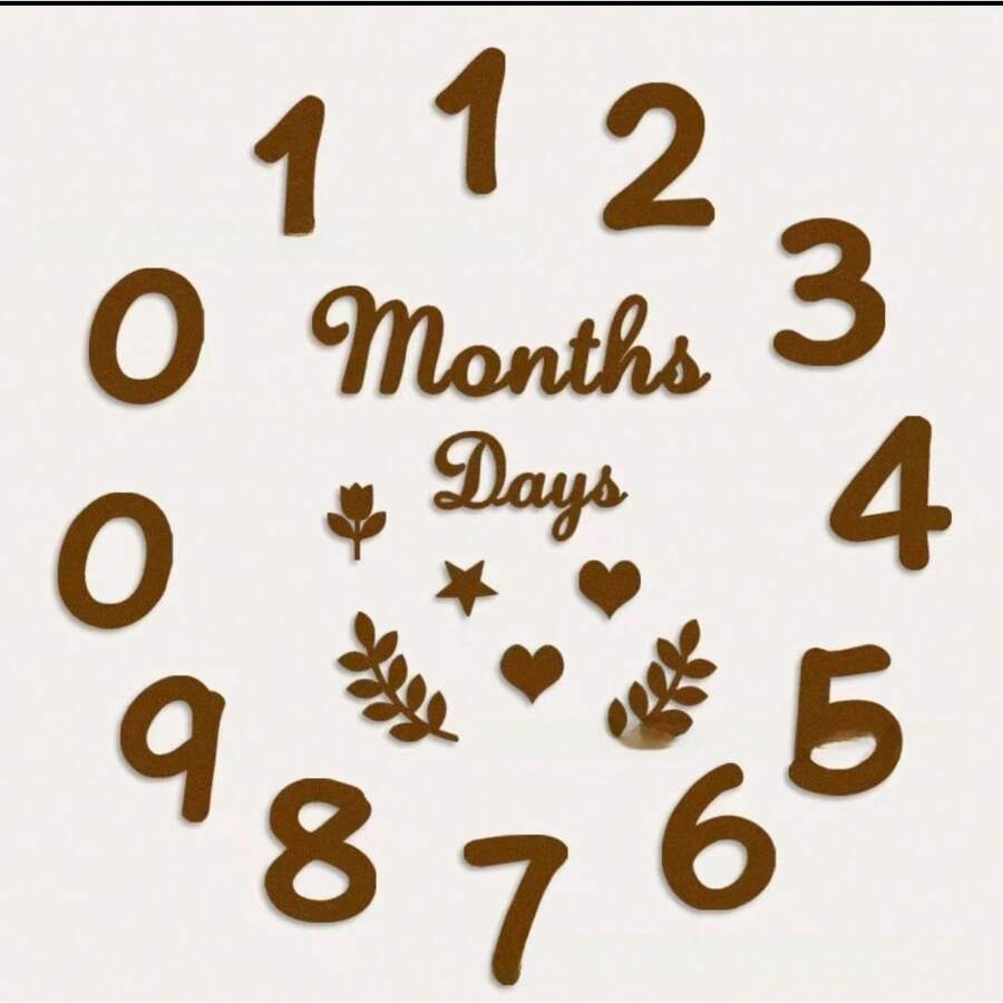 1 套毛毡数字里程碑板，记录婴儿成长，新生儿照片道具 0-12 个月