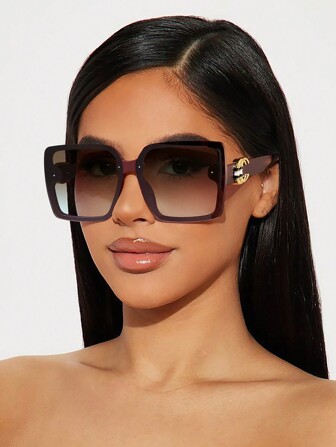 1/2 Paar Damen Acryl Koreanischer Stil Oversized Klassische Reise Mode Brillen, geeignet für Urlaub, Festivals, Sommerurlaub am Strand, Outdoor-Aktivitäten, Reisen, elegant verzierte Bügel, extra großer Rahmen