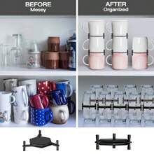 Soporte para taza de café, organizador apilable ajustable para vasos, ahorrador de espacio, estante de almacenamiento para tazas de cocina de 3,0 a 4,5 pulgadas, 6/12 Uds. - 6 piezas - Ver 4