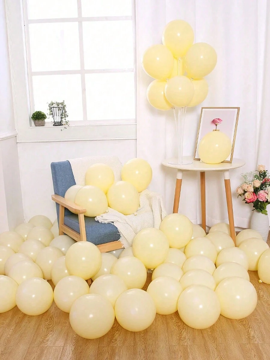 Juego de 10/30/50 globos de látex redondos de 5/10/12 pulgadas de estilo macaron. Globos creativos para decorar bodas, ambientes de fiestas, Navidad, decoración de bodas, decoración del hogar, decoración de habitaciones, obsequios de fiesta para la novia, decoraciones de cumpleaños, decoraciones de fiesta, decoraciones de despedida de soltera, decoraciones de graduación. - macarrón amarillo - Ver 1