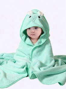 1 pieza Toalla de baño con capucha para bebé, de 80*80cm de tela de poliéster, suave y absorbente, con diseño de estampado de dibujos animados