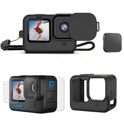 Capa Silicone + 3un Película Lente Para Gopro Hero 9 10 11 Black