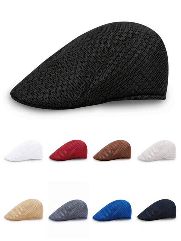 1pc Men's Solid Color Mesh Breathable Casual Peaked Cap, Suitable For Spring/Summer Everyday Wear