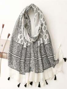 佩斯利花纹优雅丝巾，时尚女士沙滩配饰真丝围巾，色彩鲜艳的印花长款围巾，波西米亚风度假防晒沙滩披肩，女士围巾 - 彩色 - 查看 11