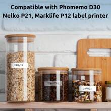 D30 标签制作胶带，12 毫米 * 40 毫米标签胶带，标签打印纸热敏贴纸标签胶带，适用于家庭、学校和办公室，160 条/卷，白色/透明，学校用品，返校 - 彩色 - 查看 5