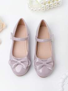 Girls Silver Bowknot Cute Princess Flat Shoes, Big Kids Casual Slip-On Ballet Flats For School, Performance, And Dancing - Purple - View 2