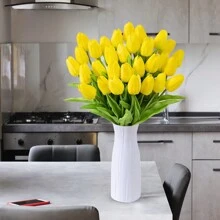 1/3/10/20 件优质人造花，真实触感郁金香花束，婚礼房间家居酒店派对活动情人节新年礼物的人造花 - 黃色 - 查看 6